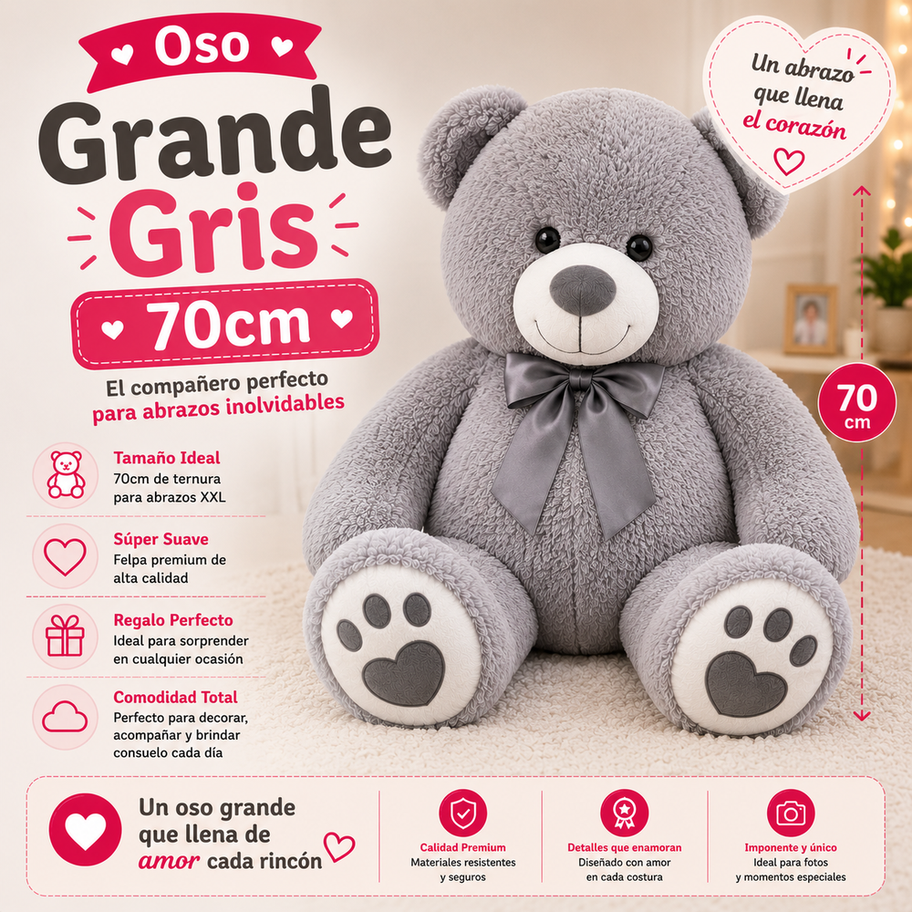 Big Grey Bear 70cm