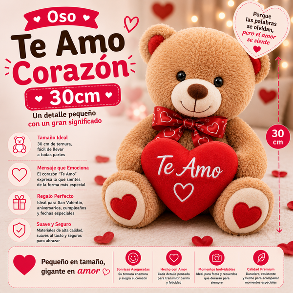 Teddy Bear I Love You Heart 30cm