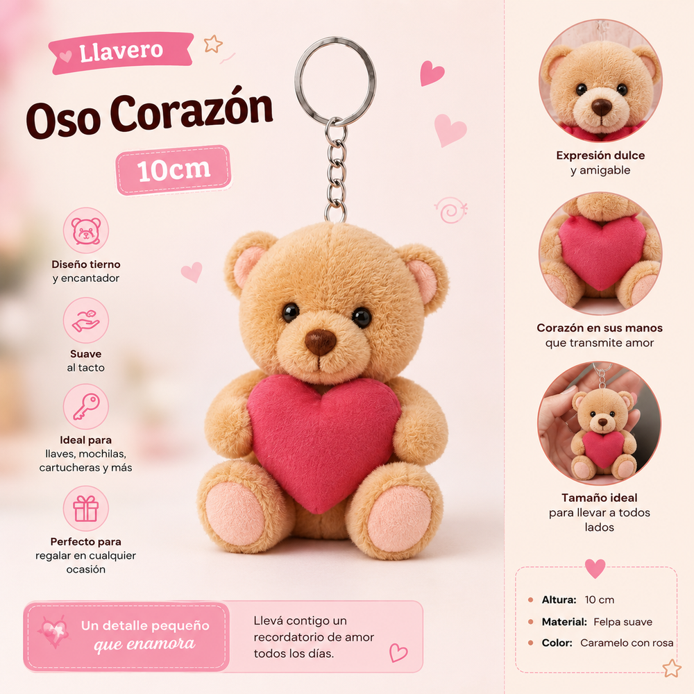 Bear Heart Keychain 10cm