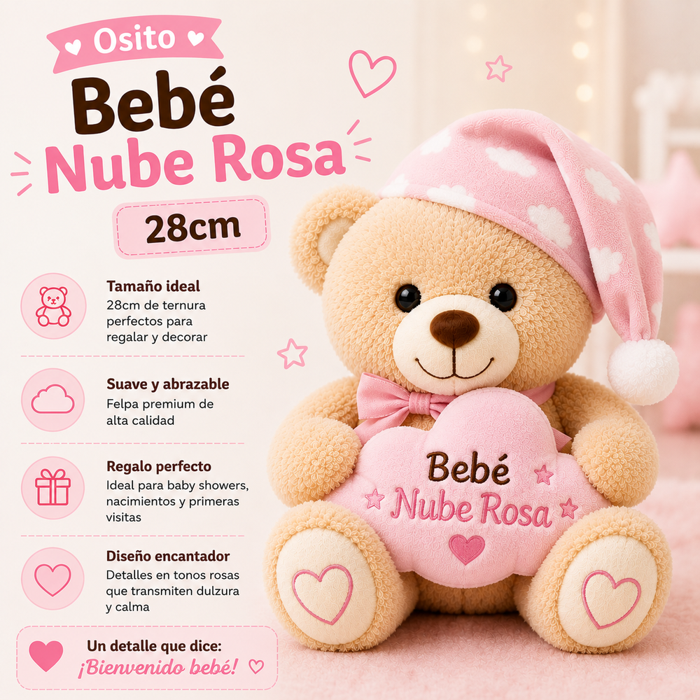 Pink Cloud Baby Bear 28cm