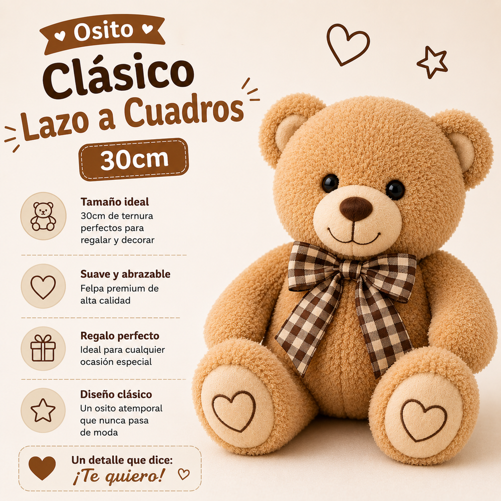 Classic Bear Plaid Bow 30cm