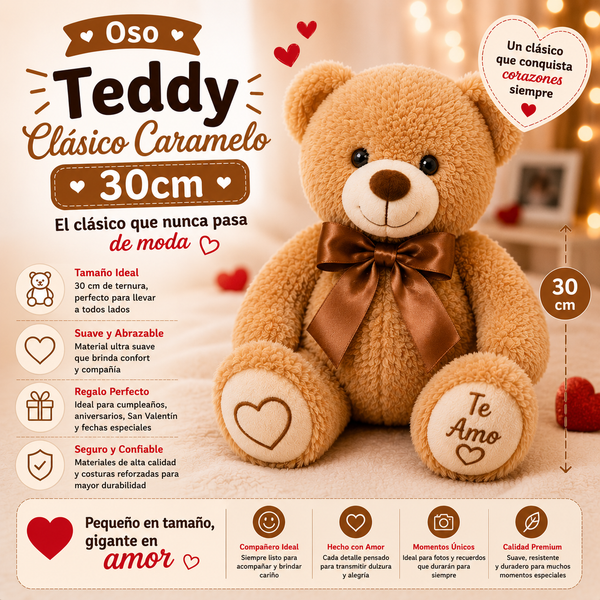 Classic Caramel Teddy Bear 30cm