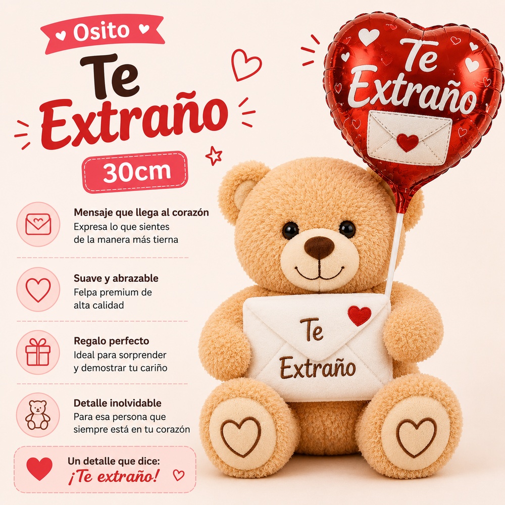 'I Miss You' Bear with Letter 30cm